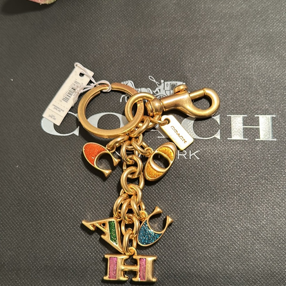 New Coach keychain/bag multicolor charms with Gold hardware - Picture 4 of 9